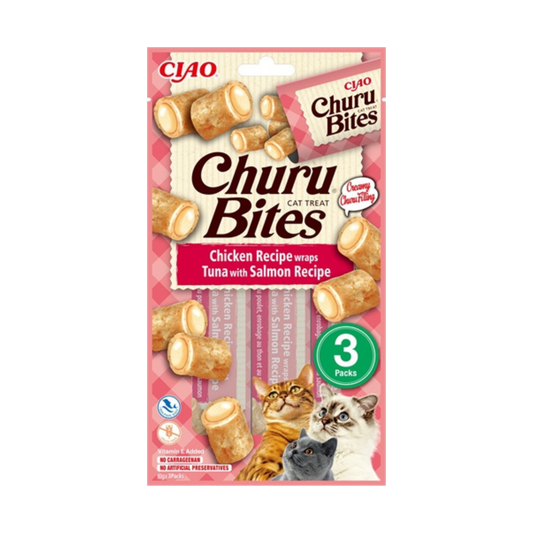 Inaba Churu Bites Cat Chicken Recipe Wraps Tuna With Salmon - 3x10 gram