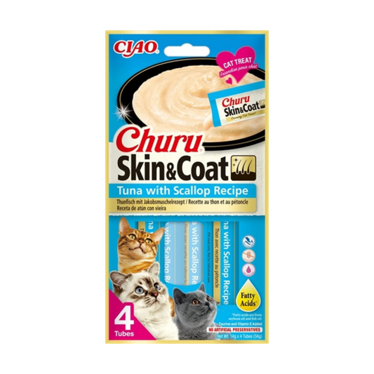 Inaba Churu Skin & Coat Tuna With Scallop - 4x14 gram
