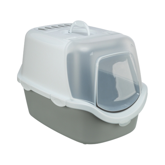 Kattenbak Vico - Open Top Met Kap - Lichtgrijs / Wit - 56 x 40 x 40 cm